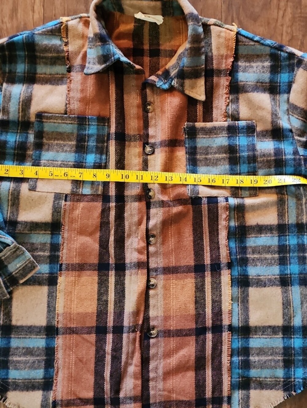 Plaid Button-Down Shirt in Blue and Brown